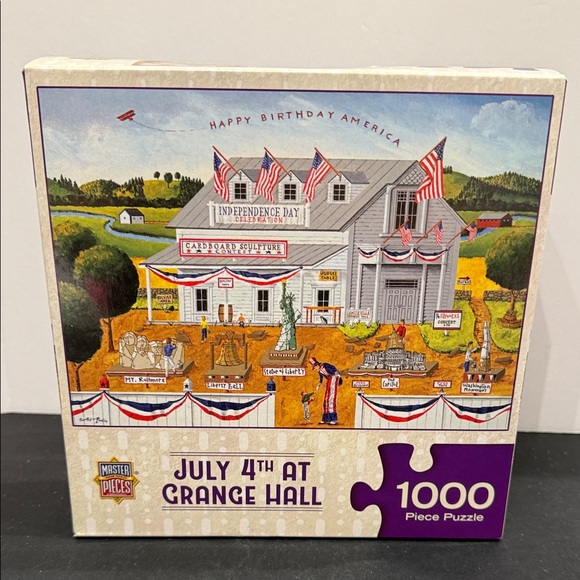 🔴3/$25🔴July 4th at Grange Hall Puzzle 1000 Pieces Master Pieces - Picture 1 of 4